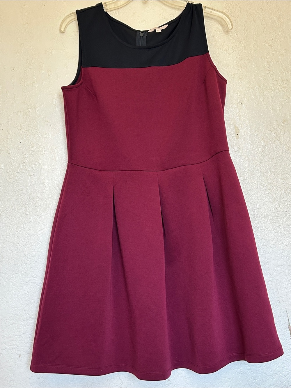 Sleeveless Burgundy and Navy Fit & Flare Dress